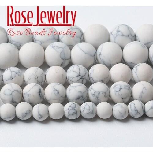 Dull Polish Matte White Howlite Turquoises Round Loose Stone Beads For Jewelry Making DIY Bracelet Accessories 4-12mm Wholesale