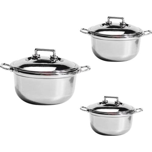 Mini Soup Pot Miniature Kitchen Pot with Lid Doll House Decoration