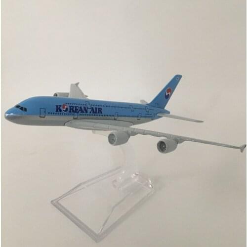 JASON TUTU 16cm Plane 1:400 Diecast metal plane model toy Korean Air airplane model airbus 380 aircraft model for assembly