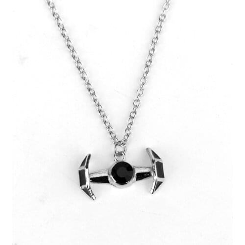 Fashion Jewelry Star Wars Destroyed Tie Fighter Pendant Necklace The Force Awakens Black Crystal Pendant