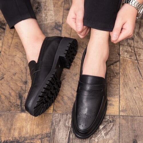 Genuine Leather Men Shoes Luxury Casual Slip Dress Loafers Men Moccasins Retro Big Size 38-47 Black Brown Male Driving Shoes