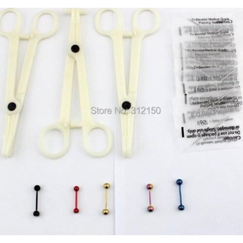 Body Piercing Kit Tools Pliers Tongue Piercing Supplies Belly Ring Eyebrow Nose Body Piercing Jewerly