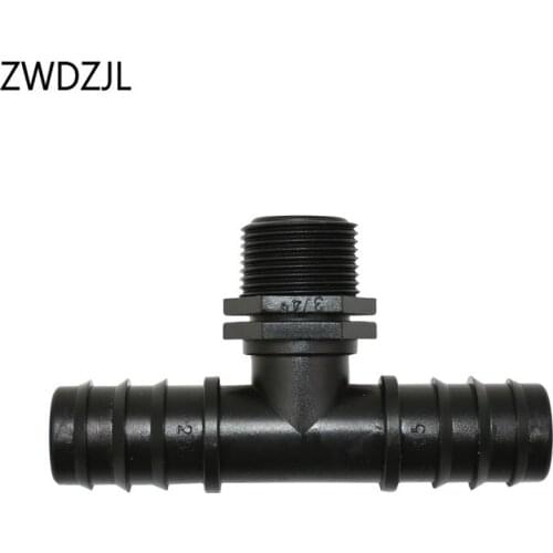 Male thread 3/4 to 25mm hose tee water splitter 2 way Garden hose connector tee for greenhouse 20pcs