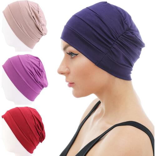 New Womens Soft Muslim Comfy Chemo Cap Sleep Turban Hat Liner for Cancer Hair Loss Cotton Headwear Head wrap Hair accessories