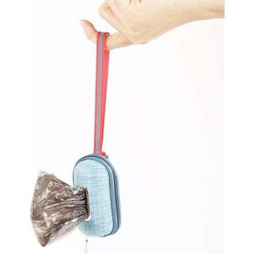 Portable Pet Dog Poop Bag Dispenser with Rope Puppy Cleaning Waste Bags Holder