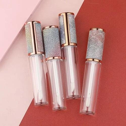 Empty Round Lip Gloss Tube with lambskin rainbow High Grade Clear Plastic Lip Gloss Containers Cosmetic Packaging 25/50pcs