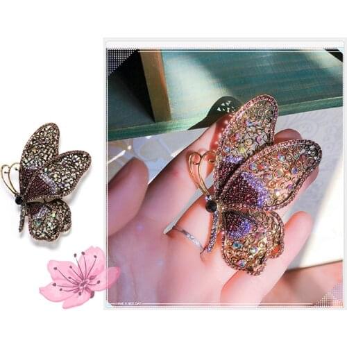 Luxury Rhinestone Butterfly Brooch For Women Rhinestone Pins Crystal Brooches Clothes Accessories