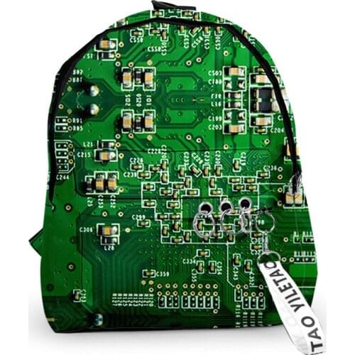 Boys Girls Electronic Chip Oxford Cartoon Circuit Board School Bag Notebook Digital Printing Fashion Mens Womens 3D Backpack