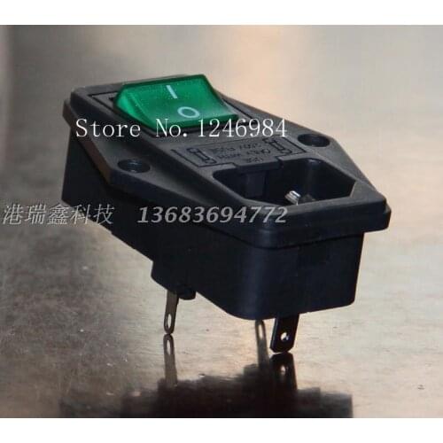 [SA]G808 AC AC outlet panel mount socket with a triangle triple double seat belt green switch--10pcs/lot