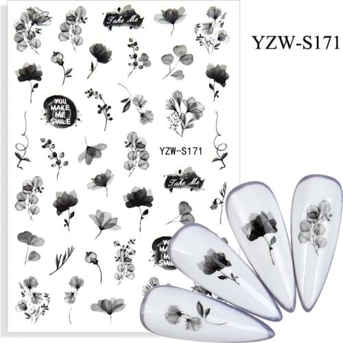 3D Stickers for Nails Spring Summer Self-adhesive Stickers Lily Flowers Leaf Design Nail Art Decorations Nail Foil Accessories