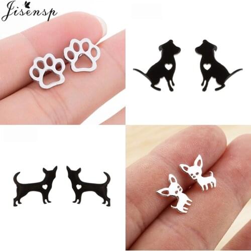 Lovely Stainless Steel Dog Stud Earrings for Women Girls Jewelry Fashion Cute Animal Puppy Paw Earring Children Birthday Gift