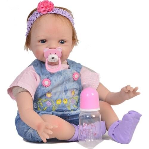 55cm silicone reborn baby doll toys fashion newborn girl princess with Pink flower headband bebe reborn kids child brithday gift