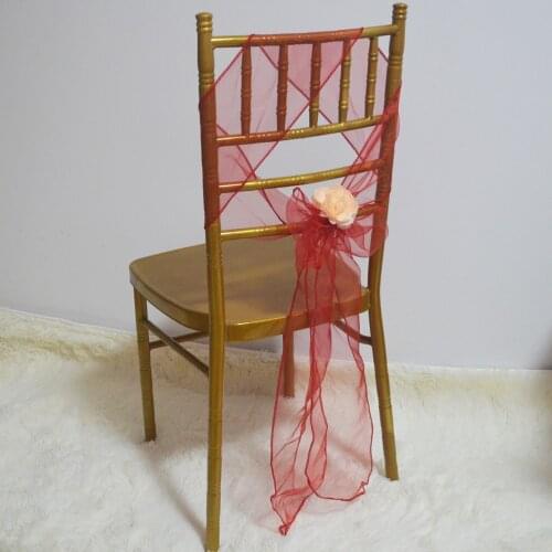 Organza Chair Sashes Romantic Wedding Chair covers Christmas Birthday Banquet Hotel Chair band Knot Bow Decoration For Party