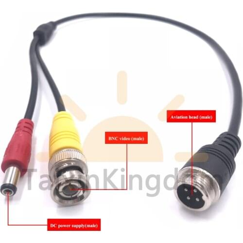 Spot wholesale vehicle monitoring connecting line aviation male adapter BNC Male Video + DC male power supply