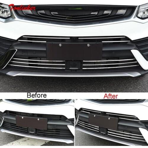 Tonlinker Exterior Car Racing Grills Cover Stickers For Geely Tugella FY11 2019-20 Car Styling 9 PCS Metal Cover Stickers