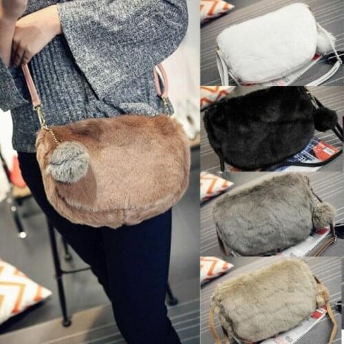 UK Cross Over Body Bag Ladies Shoulder Faux Fur Handbag Purse Women Messenger