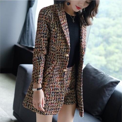 High quality lattice shorts Suits Women Casual Office Business Suits Formal Work Wear Sets Uniform Styles Elegant Pant Suits