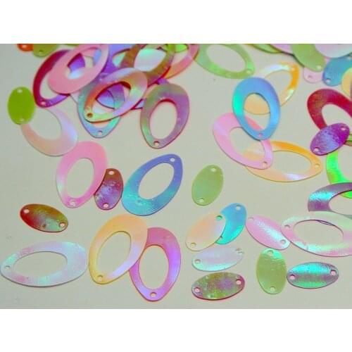 1000 Mixed Color Flat Hollow Oval Loose sequins Paillettes 14X22mm Top Hole