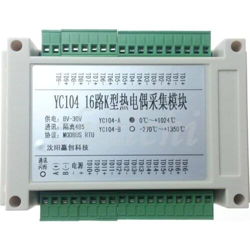 16 way K type thermocouple acquisition module MODBUS RTU protocol 485