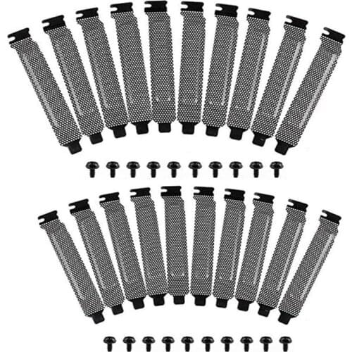 20 Pieces PCI Slot Cover Hard Steel Dust Filter Blanking Plate, Vented Slot Covers for Computer Cases with 20 Screws