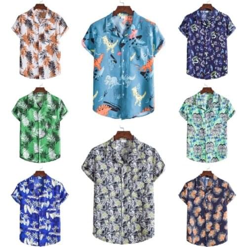 2021 Hawaii Series Beach Style Features High-quality Suit Collar Short Sleeve Floral Shirt XH Series Combination