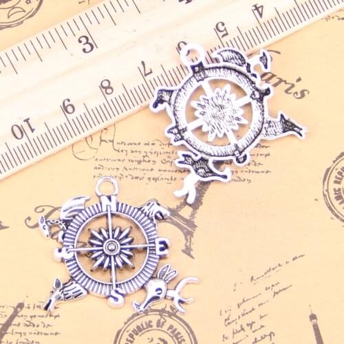 6pcs Charms compass animal lion dragonfly deer 28x34mm Antique Pendants,Vintage Tibetan Silver Jewelry,DIY for bracelet necklace