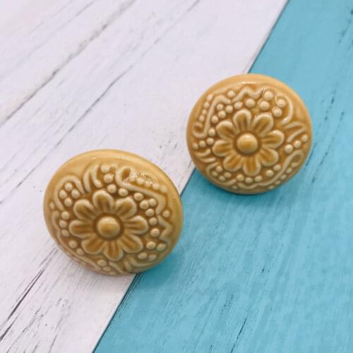 4 Piece Rural Style 44mm Big Round Ceramic Door Knob Cabinet Drawer Kitchen Cupboard Pull Handle Porcelain Dresser bin Knobs