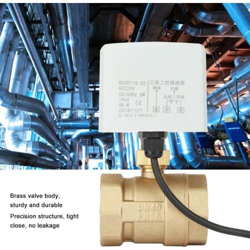 6W 50/60Hz AC220V DN40 1-1/2 inch 2-Way 3-Wire Brass Electric Motorized Ball Valve