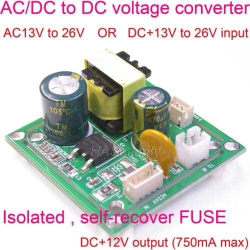AC-DC power adapter / regulator / convertor / Isolated, non-standard POE AC13-26V (max) input / DC12V 0.75A (max) output