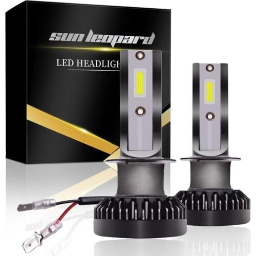 2pcs Mini Size Led Car Headlamps far and Low Beam 40W Led Car Headlights H1 Led Auto Car Bulbs for All Car 6000K 8000LM