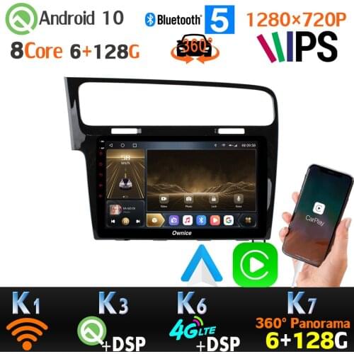 6+128G 1280*720P Android 10 For Volkswagen VW Golf 7 MK7 360 Camera GPS Radio Car Multimedia Player CarPlay IPS 4G LTE AHD 1080P