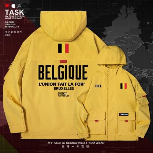 Belgium BEL Belgique Belgien Belgian men jacket hooded nation flag jackets for men top trench coat men printed autumn clothes