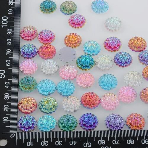 BOLIAO AB Color 40Pcs 14*14mm ( 0.55*0.55in ) Flower Shape Acryl Sew On 2 Hole Rhinestone Flatback Clothes Home Decor DIY
