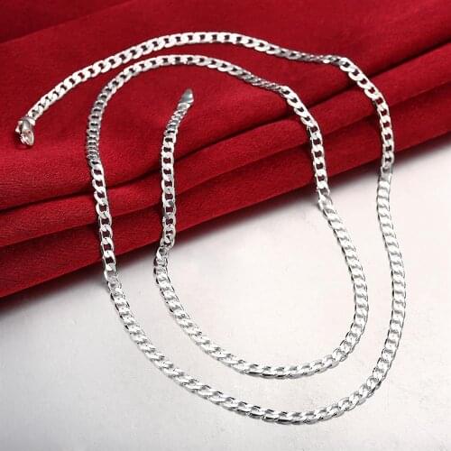 Pretty woman 925 Sterling Silver Classic fine 4MM sideways Chain Necklaces for men 16-30 Inches party Jewelry Christmas Gifts