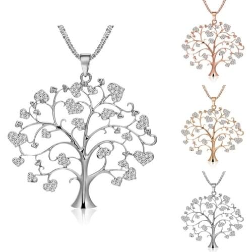 FDLK Luxury Crystal Tree of Life Necklace Jewelry Natural Man Made Abalone Shell Necklace Glamour Women Wedding Jewelry