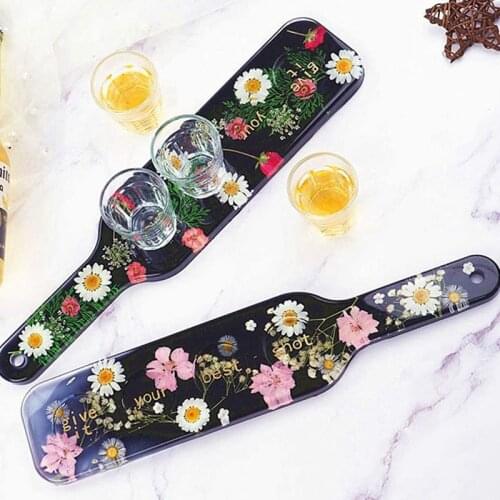 Beer Tray Resin Molds 2 Pcs Silicone Casting Molds for DIY Beer Sampler Paddle Shot Glass Serving Tray Home Decor