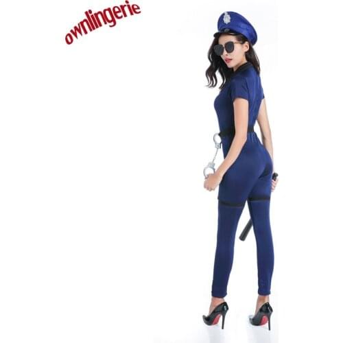 Halloween Sexy Cop Outfit Woman Cosplay Blue Sexy Police Costumes for handsome Women