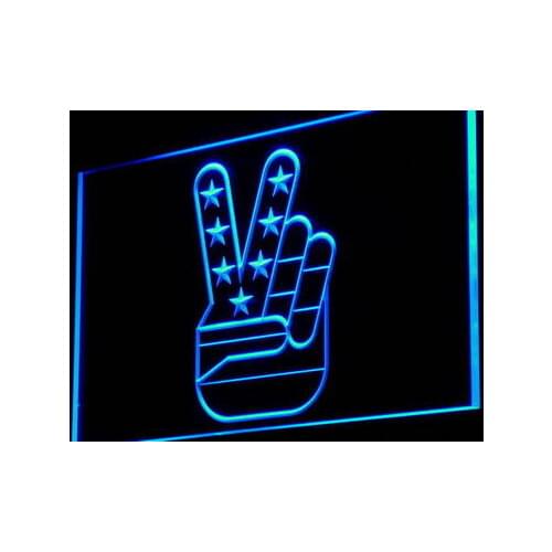 I929 Victory V US Flag Crossover Gift Decor Neon Light Light Signs On/Off Swtich 20+ Colors 5 Sizes