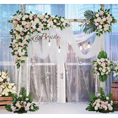 Customize white arch set wedding row creative decoration flowers arrangement pavilion ceremony T-stage Window photo backdrop