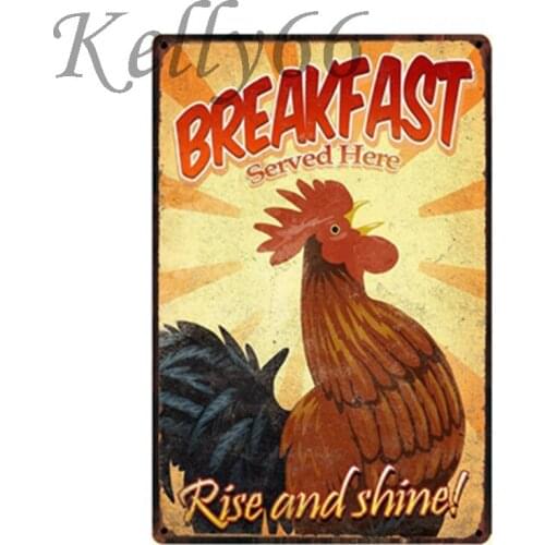 [ Kelly66 ] Breakfast Funny Rooster Wall Painting antique craft Mother gift 20*30 CM Size y-1045