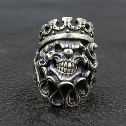 925 STERLING SILVER Thai artisan Handmade MENS PUNK Biker Rock poker Image Ring Rings Collection Fashion Jewelry A3189