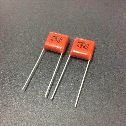 100pcs CBB capacitor 474 250V 474K 0.47uF 470nF P10 CL21 Metallized Polypropylene Film Capacitor
