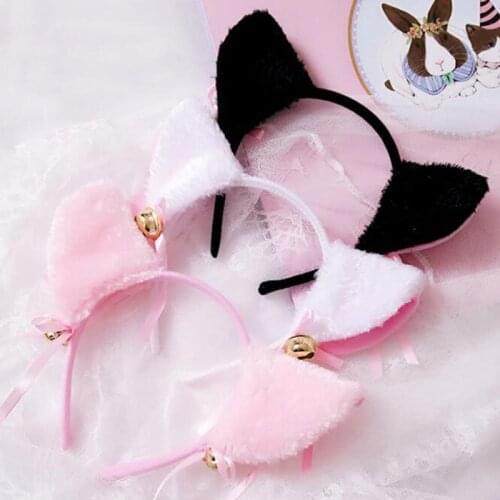 Beautiful Masquerade Halloween Cat Ears Cosplay Cat Ear Anime Party Cosplay Costumes Bow Tie Bell Headwear Headband Anime