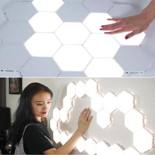 NEW Creative Touch Sensitive Hexagonal Lamps Quantum Modular LED Night Light Hexagons Creative Decoration Wall Lamp