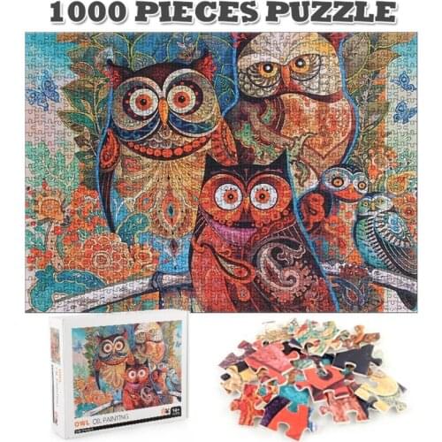 3D Owl Puzzles Set 1000pieces Puzzle Room Decoration Family Games Brain Developmental Games Oil Painting Jigsaw Puzzle