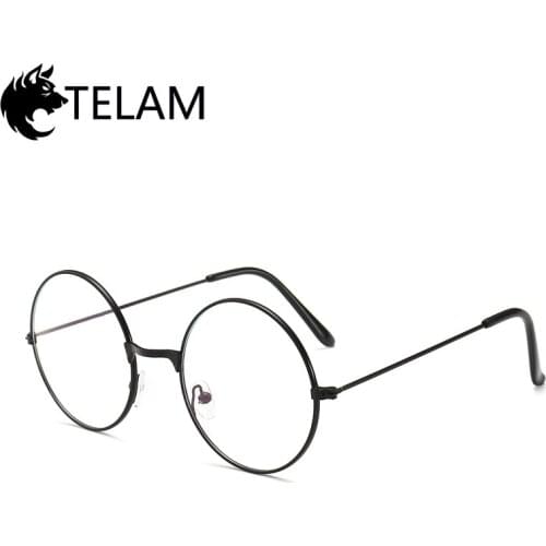 Vintage Style Women/Men Popular Round Metal Clear Lens Glasses Frame Trendy Unisex Nerd Glasses Fake Glasses