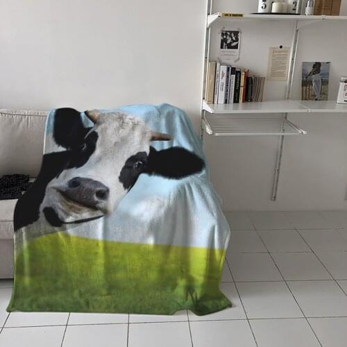 Leisure Blankets Grassland Sky Cows Home Textiles Sofas Childrens Bedroom For Travel Special Throw Blanket Warm Flannel
