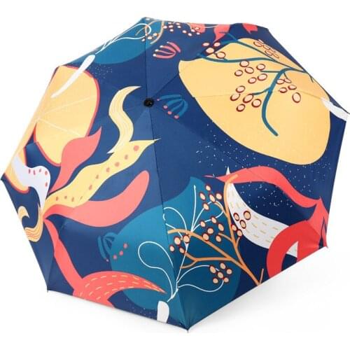 Wholesale New Automatic Three Folding Umbrella for Both Rain and Sun Paraguas Women UV Protection Compact Men Umbrella