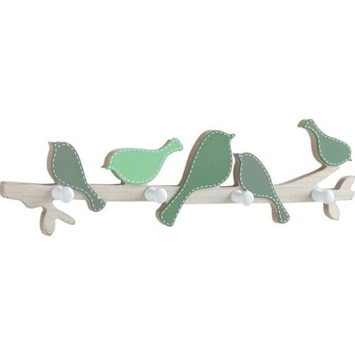 Manufacturers wholesale creative simple wooden wall decoration bird hook bedroom clothing store wall hook
