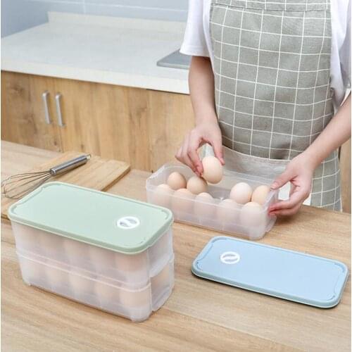 Refrigerator Egg Storage Box Home Kitchen Compartment Multi-layer Transparent With Lid Storage Box For Food Storage